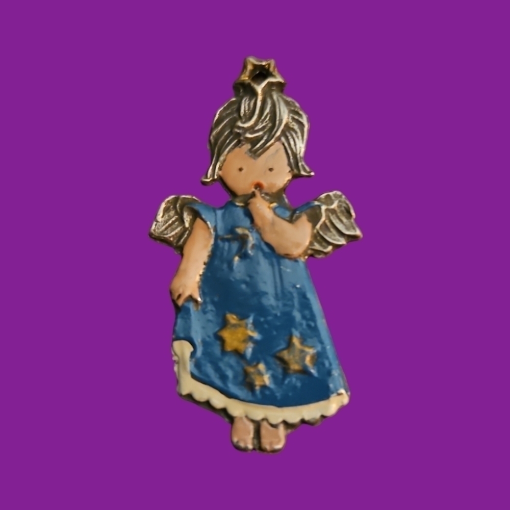 Vtg Kuhn Zinn 1970s German Angel Girl Pendant